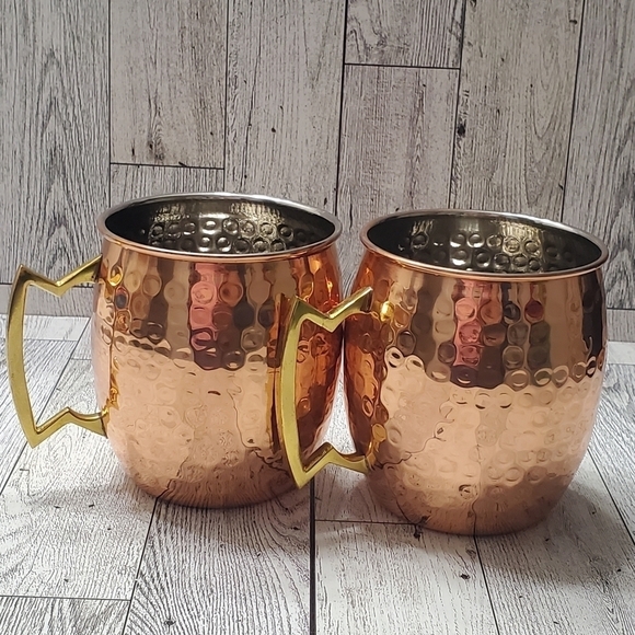 Set of 2 Old Dutch Nickel-Lined Solid Copper Hammered Moscow Mule Mug, 16 Oz - Picture 5 of 10